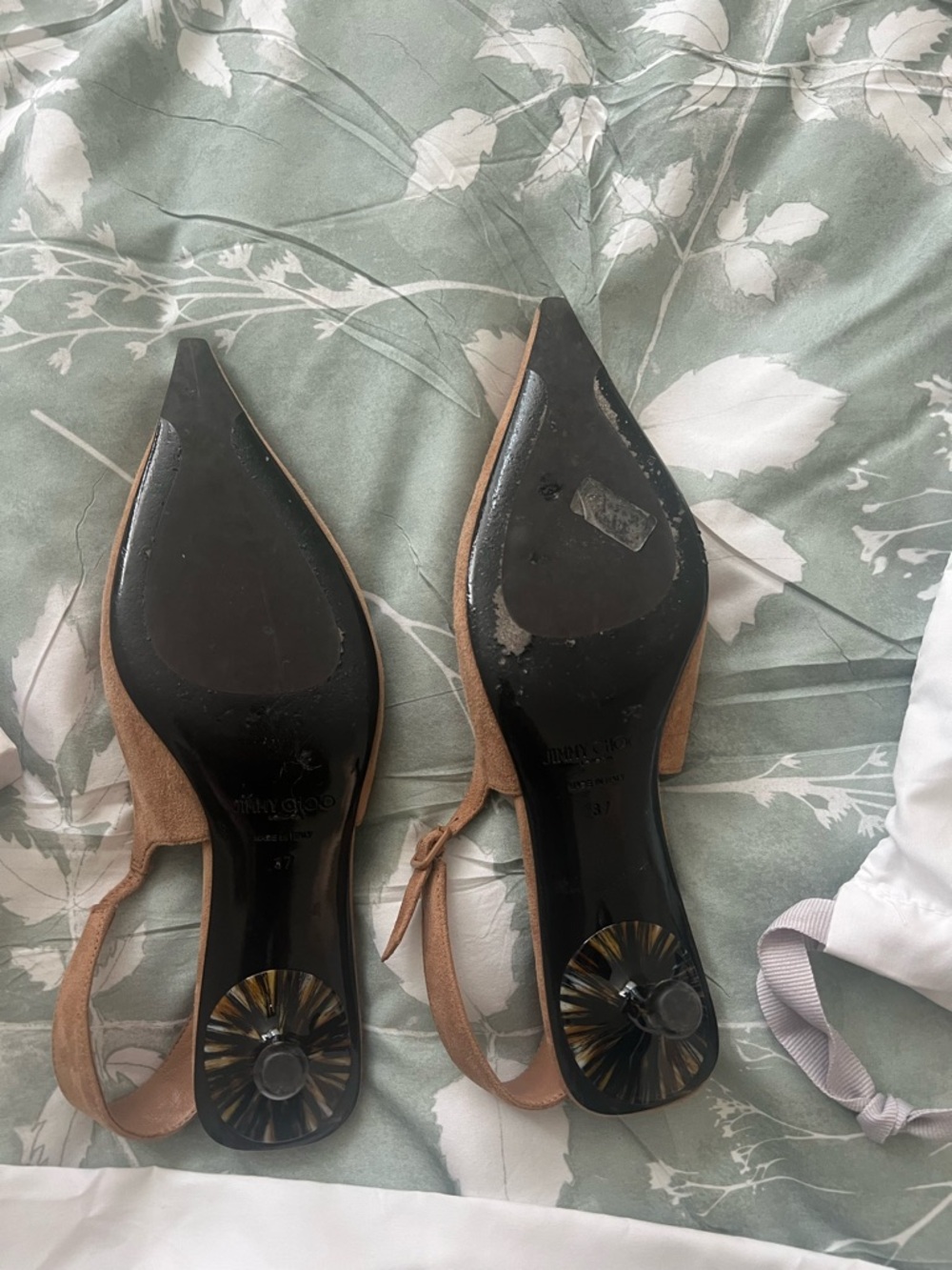 Jimmy Choo Amel Brown Suede Pointed-Toe Slingback Pumps - Picture 6 of 8